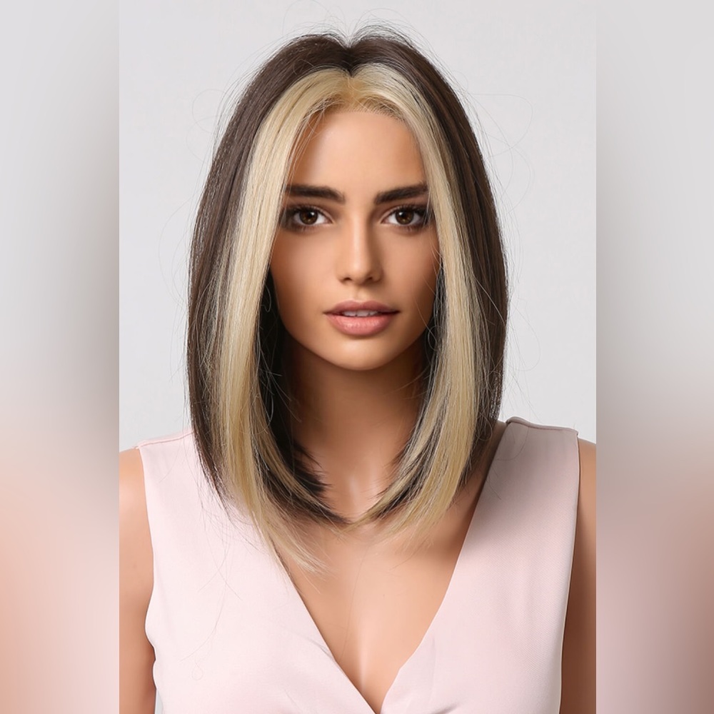 13*1" Full-Machine Wigs Synthetic Mid-length Straight 9"